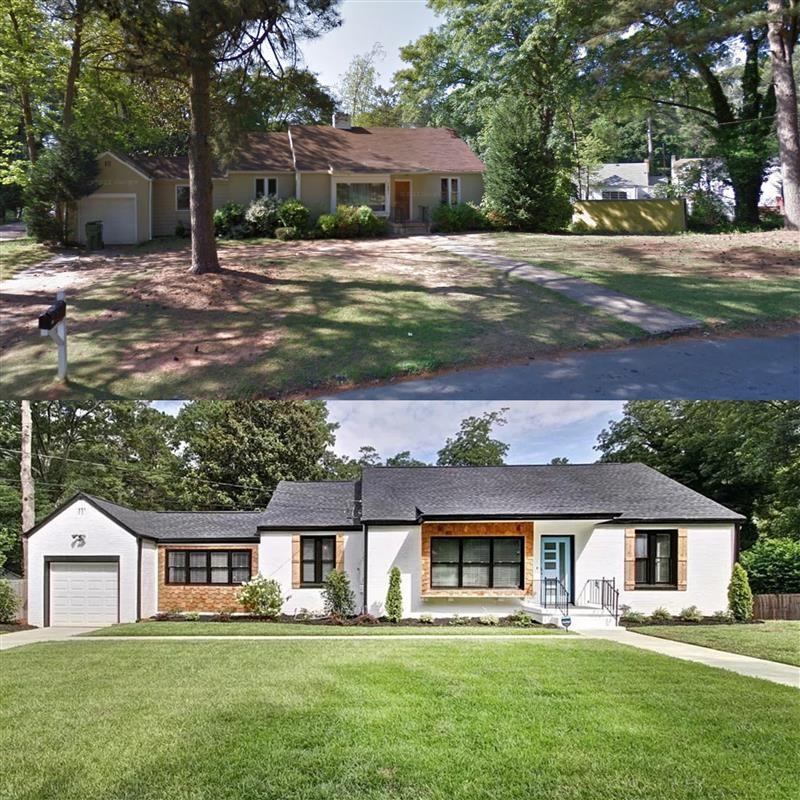 Home exterior before and after renovation